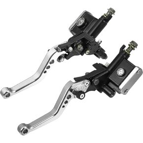 X AUTOHAUX 1 Pair Universal 7/8" 22mm Hydraulic Reservoir Motorcycle Brake Master Cylinder Lever Handle Bars for Honda Aluminum Alloy Black in Saudi Arabia