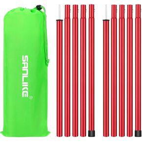 أعمدة الخيام ، SAN مثل أعمدة TALENCELING TELESCOPING ALESCOPING ALPES مع أكياس محمولة ، أعمدة خيمة التخييم الشاقة للمظلات ، مجموعة ملجأ ذبابة المطر المظلة من 2- (5 أقسام ذات طول قابل للتعديل) in Kuwait