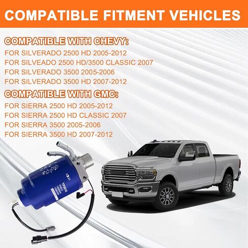 Fuel Filter TP3018 with Head Assembly 12642623 Fuel Filter for Duramax 6.6L Diesel Compatible with Chevy Silverado 2500 HD 2005-2012,for Silverado 3500 2005-2006,for Sierra 3500 HD 2007-2012 in Saudi Arabia