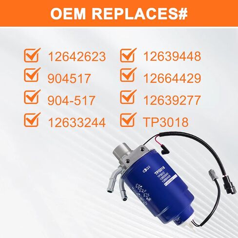 Fuel Filter TP3018 with Head Assembly 12642623 Fuel Filter for Duramax 6.6L Diesel Compatible with Chevy Silverado 2500 HD 2005-2012,for Silverado 3500 2005-2006,for Sierra 3500 HD 2007-2012 in Saudi Arabia