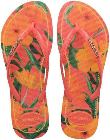 Flops Havaianas Kids Slim Tropical Flops - الصنادل الصيفية للأطفال للفتيات - المرجان الاستوائي ، 11/21C طفل صغير in Saudi Arabia