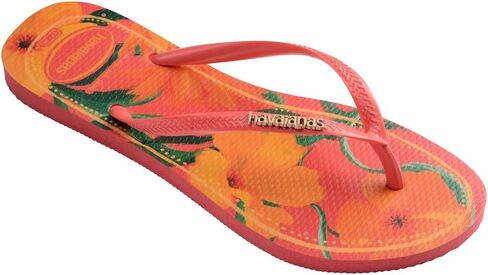 Flops Havaianas Kids Slim Tropical Flops - الصنادل الصيفية للأطفال للفتيات - المرجان الاستوائي ، 11/21C طفل صغير in Saudi Arabia