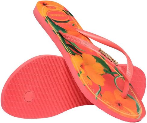 Flops Havaianas Kids Slim Tropical Flops - الصنادل الصيفية للأطفال للفتيات - المرجان الاستوائي ، 11/21C طفل صغير in Saudi Arabia