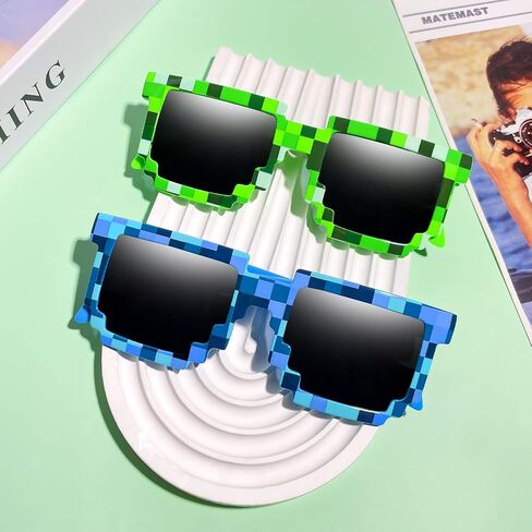 Pibupibu 12 Pack Miner Pixel Sunglasses Bulk Adults Unisex, Gamer Robot Pixelated Mosaic Sunglasses Birthday Party Supplies in Saudi Arabia