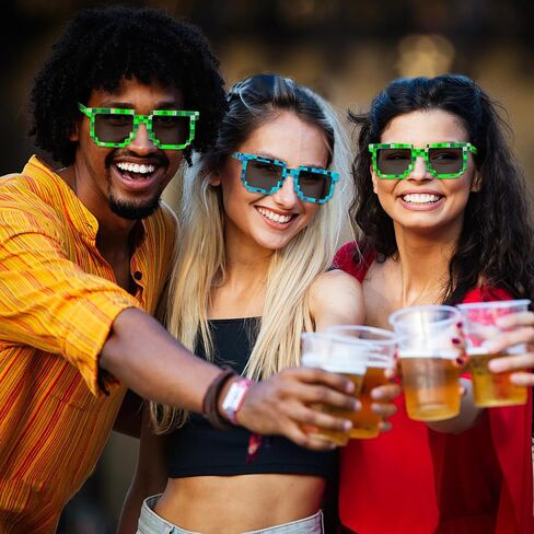 Pibupibu 12 Pack Miner Pixel Sunglasses Bulk Adults Unisex, Gamer Robot Pixelated Mosaic Sunglasses Birthday Party Supplies in Saudi Arabia