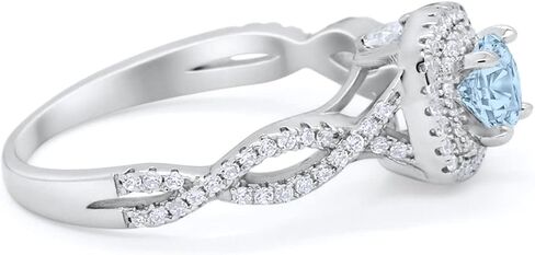 Blue Apple Co. Infinity Twisted Shank Wedding Engagement Ring Round Cubic Zirconia 925 Sterling Silver in Saudi Arabia