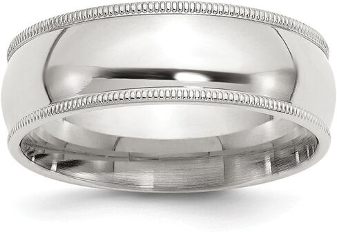Solid 925 Sterling Silver 7mm Milgrain Comfort Fit Wedding Band in Saudi Arabia