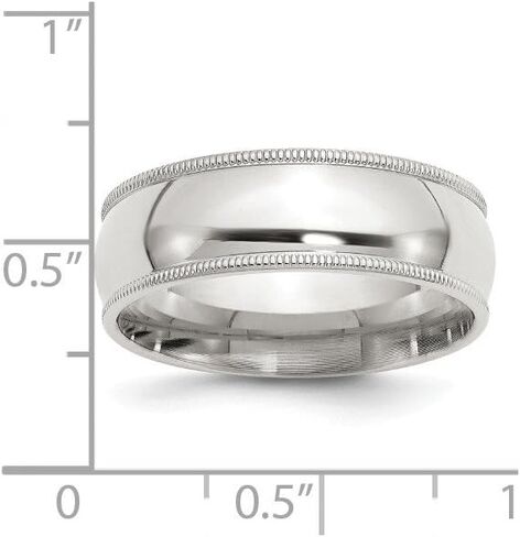 Solid 925 Sterling Silver 7mm Milgrain Comfort Fit Wedding Band in Saudi Arabia