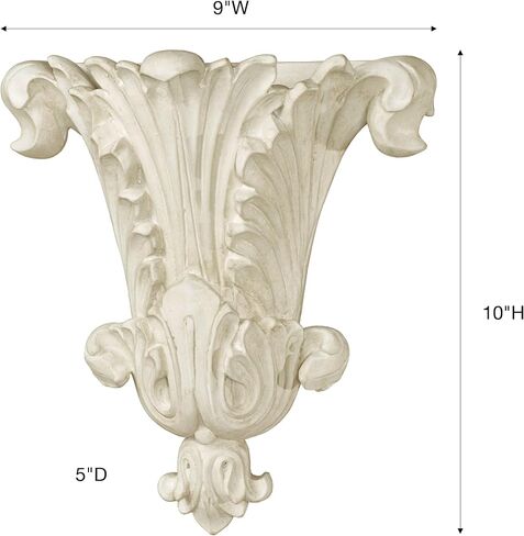 Touch of Class Traditional Acantha Wall Pocket - Resin - Antique White - Decorative Vase for Bedroom, Living Room, Dining Room, Kitchen, Hallway, Office, Entryway, Foyer in Saudi Arabia