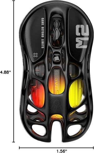 Gravastar Mercury M2 MOUSE WIRELESS GAMING MOUSE مع 26000 نقطة في البوصة ، PAW3395DM SESSOR -79G تصميم خفيفة الوزن مجوفة -5 أزرار قابلة للبرمجة -5 Dynamic Lightsync RGB -Stealth Black in Kuwait