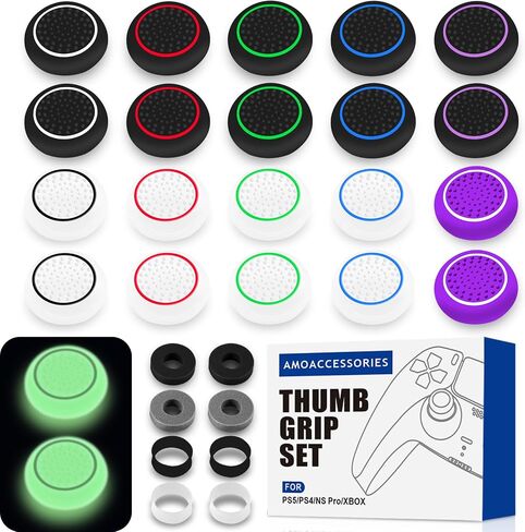 16 Pieces Rainbow Colors Thumb Grips Caps Joystick Cover Controller Performance for Games,Compatible with PlayStation PS5,PS4,Xbox Series X/S,Xbox One,Switch Pro,Anti-Slip Silicone in Saudi Arabia