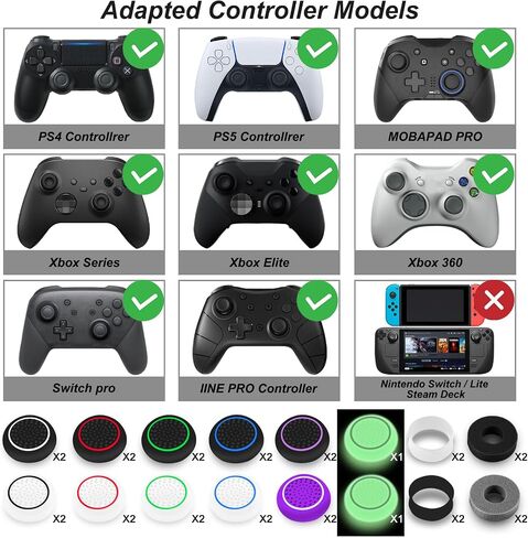 16 Pieces Rainbow Colors Thumb Grips Caps Joystick Cover Controller Performance for Games,Compatible with PlayStation PS5,PS4,Xbox Series X/S,Xbox One,Switch Pro,Anti-Slip Silicone in Saudi Arabia