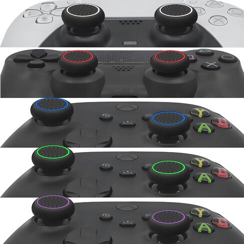 16 Pieces Rainbow Colors Thumb Grips Caps Joystick Cover Controller Performance for Games,Compatible with PlayStation PS5,PS4,Xbox Series X/S,Xbox One,Switch Pro,Anti-Slip Silicone in Saudi Arabia