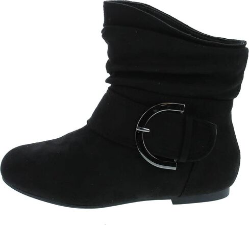 Top Moda Women's Cankle Booties Buckle Mid Calf Buckle Slouch Flat Cheel Shoes Shoes in Saudi Arabia