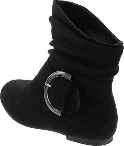 Top Moda Women's Cankle Booties Buckle Mid Calf Buckle Slouch Flat Cheel Shoes Shoes in Saudi Arabia