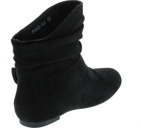 Top Moda Women's Cankle Booties Buckle Mid Calf Buckle Slouch Flat Cheel Shoes Shoes in Saudi Arabia