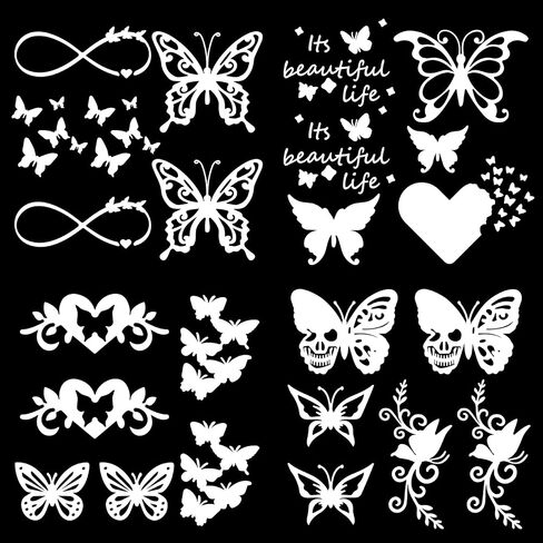GORGECRAFT 4 Sheets Hawaiian Hibiscus Flower Car Decal Black Laser Reflective Car Sticker Self Adhesive Car Accessories Automotive Exterior Decoration for SUV Truck Vans Motorcycle in Saudi Arabia