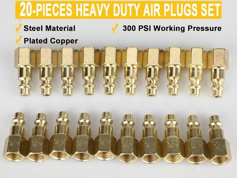 yotoo 10 قطع مجموعة مقرنة الهواء الصناعية الصلب ، و connect Quick Connect Air Hose Fittings ، وتجهيزات الهواء الثقيلة لتوصيل أدوات الهواء وضاغط الهواء in Saudi Arabia