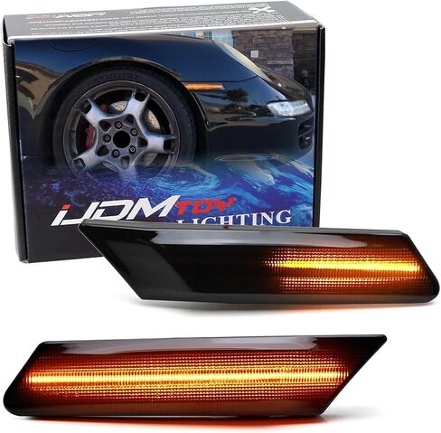 Ijdmtoy Euro Lens Clear Amber Full LED LED Side Marker Light Kit متوافق مع Porsche 2006-2012 Cayman/Boxster ، 2005-2012 911 ، مدعوم من 60-SMD LED ، استبدل OEM Amber أو Sidemarker الواضح in Kuwait
