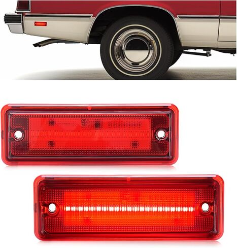 HECASA LED Side Marker Lights Compatible with 1978-1987 Chevrolet Chevy El Camino Malibu GMC Caballero Rear Fender Flare Bumper Signal Lamps Replacement for 913417 (2Pcs Smoke Lens Red Light) in Saudi Arabia
