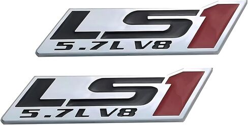 2PCS LS1 5.7 L V8 شارة Trunk Trunk Door Trunk ثلاثية الشعار (Silver Red) in Kuwait