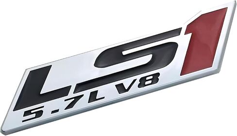 2PCS LS1 5.7 L V8 شارة Trunk Trunk Door Trunk ثلاثية الشعار (Silver Red) in Kuwait