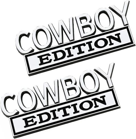 2X Universal Cowboy Edition Emblem 3D Metal Badge Logo for Car/Truck/SUV/Pickup Side Door Fender Rear Liftgate (Chrome Black) in Saudi Arabia