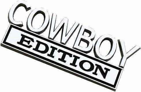2X Universal Cowboy Edition Emblem 3D Metal Badge Logo for Car/Truck/SUV/Pickup Side Door Fender Rear Liftgate (Chrome Black) in Saudi Arabia
