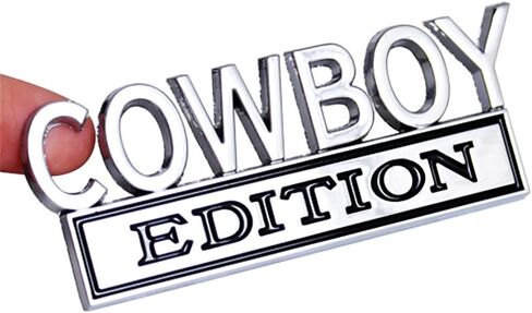 2X Universal Cowboy Edition Emblem 3D Metal Badge Logo for Car/Truck/SUV/Pickup Side Door Fender Rear Liftgate (Chrome Black) in Saudi Arabia