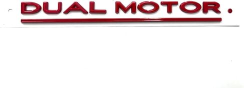 Dual Motor Emblem Sticker for Tesla, ABS Underline Badge Letters Sticker for Car Rear Trunk, Compatible with Tesla Model 3/Y/S/X - Decals, Decorative Accessories (Matte Black Red) in Saudi Arabia