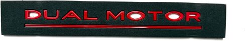 Dual Motor Emblem Sticker for Tesla, ABS Underline Badge Letters Sticker for Car Rear Trunk, Compatible with Tesla Model 3/Y/S/X - Decals, Decorative Accessories (Matte Black Red) in Saudi Arabia