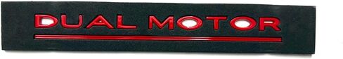 Dual Motor Emblem Sticker for Tesla, ABS Underline Badge Letters Sticker for Car Rear Trunk, Compatible with Tesla Model 3/Y/S/X - Decals, Decorative Accessories (Matte Black Red) in Saudi Arabia