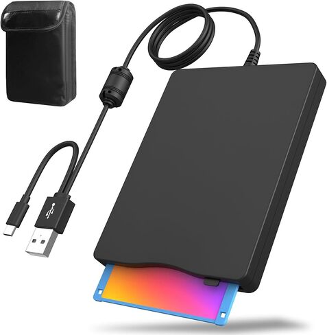 محرك أقراص مرن خارجي مع حالة حمل-قارئ القرص المرن 3.5 بوصة قارئ USB 3.0/type-C متوافق ، محمول وخفيف الوزن للكمبيوتر الشخصي ، والكمبيوتر المحمول ، والألعاب الرجع in Kuwait