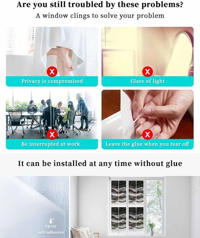Window Privacy Film, Navy Blue Ombre UV Sun Blocking Window Tint Film Heat Control One Way Blackout Window Film, Modern Moire Abstract Art Luxury Non Adhesive Static Cling Window Sticker 35.4x78.7 in in Kuwait