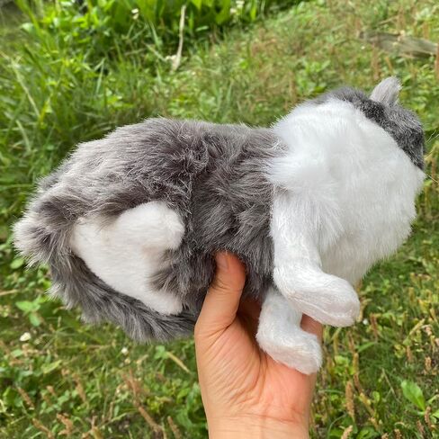 Lifelike Shorthair Cat Statue Black White Plush Faux Fur Kitten Home Decor, Handmade Kitty Collectible Gift for Cat Lovers in Kuwait