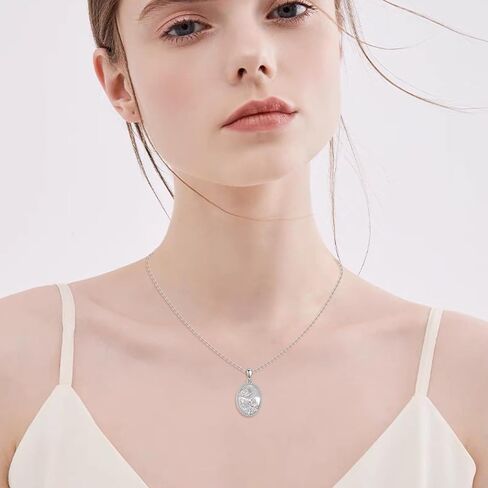 URONE Flower Necklace 925 Sterling Silver Birth Flower Pendant Mother of Pearl Necklace Jewelry Gift for Women in Saudi Arabia