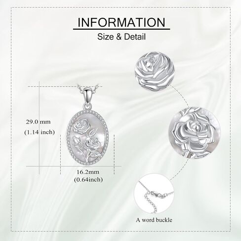 URONE Flower Necklace 925 Sterling Silver Birth Flower Pendant Mother of Pearl Necklace Jewelry Gift for Women in Saudi Arabia
