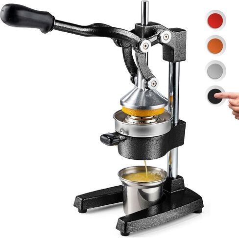 Eurolux Cast Iron Citrus Juicer | Extra-Large Commercial Grade Manual Hand Press | Heavy Duty Countertop Squeezer for Fresh Orange Juice (Bonus Stainless Steel Cup) (Black) in Saudi Arabia