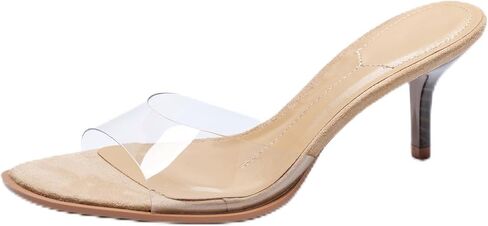 واضحة الكعب العالي للنساء المدببة اصبع القدم المفتوح ، تنزلق على Slides Slides Sandals نساء نساء ، تنزلق على أحذية الكعب الصغير الشفافة للسيدات in Kuwait
