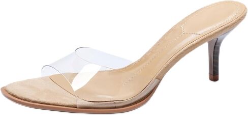 واضحة الكعب العالي للنساء المدببة اصبع القدم المفتوح ، تنزلق على Slides Slides Sandals نساء نساء ، تنزلق على أحذية الكعب الصغير الشفافة للسيدات in Kuwait