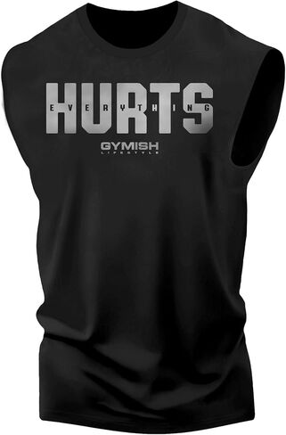 D R DETROIT REBELS Everything Hurts Gym Clothes Tank, Sleeveless Muscle Workout Tank Top in Kuwait