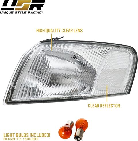 USR 97-99 Camry Corner Light – Front Turn Signal Corner Lamps (Left + Right) Pair - Compatible with 1997-1999 Toyota Camry All Models/Trims (CLEAR CORNER LIGHTS with AMBER BULBS) in Saudi Arabia
