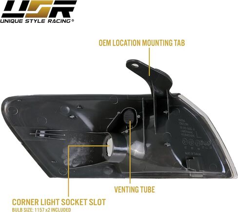 USR 97-99 Camry Corner Light – Front Turn Signal Corner Lamps (Left + Right) Pair - Compatible with 1997-1999 Toyota Camry All Models/Trims (CLEAR CORNER LIGHTS with AMBER BULBS) in Saudi Arabia