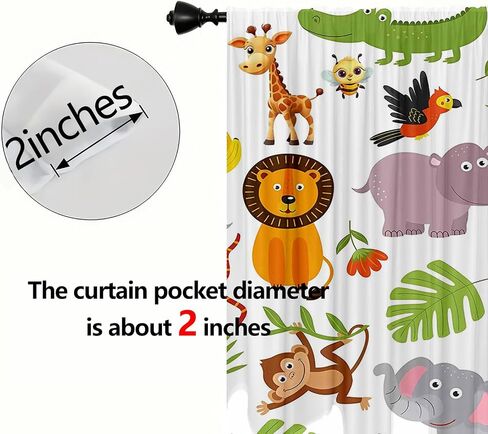 Art Studio Cartoon Animal Window Curtains Lion Crocodile Nursery Bedroom Living Room Decoration Polyester Fabric Supplies 41x84 Inch Drapes 2 Panels in Saudi Arabia