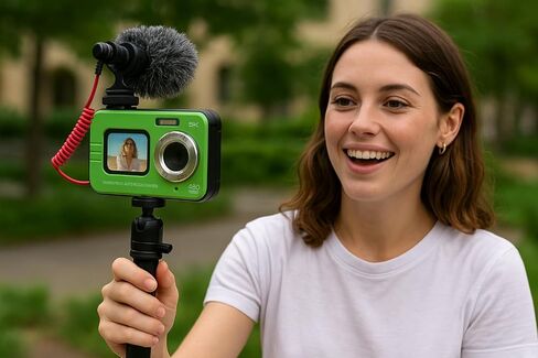 Waterproof Digital Camera 5K Ultra HD, 48MP, Dual Screens (2.8" Rear & 1.7" Front), 16X Zoom, Autofocus, Underwater Camera IP68, Compact for Travel & Vlogging (Green) in Kuwait