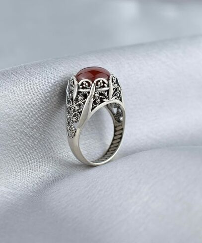 925 Sterling Silver Filigree Art Women Mini Dome Cocktail Ring with Gemstone, Gift Boxed in Kuwait