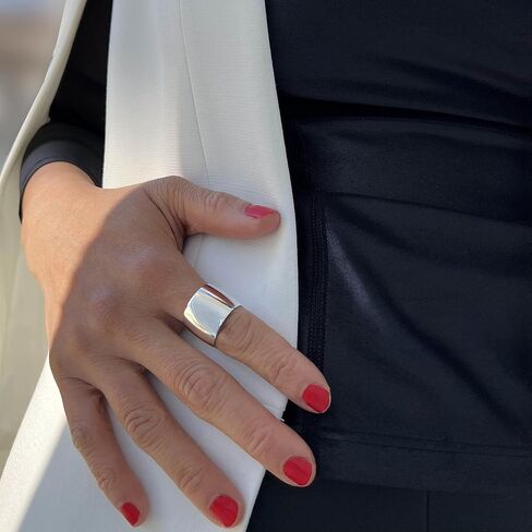 18K Gold Plated Sterling Silver Wide Chunky Statement Ring For Women | 16mm Bold Rich Thick Cigar Band Ring in Saudi Arabia