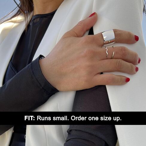 18K Gold Plated Sterling Silver Wide Chunky Statement Ring For Women | 16mm Bold Rich Thick Cigar Band Ring in Saudi Arabia