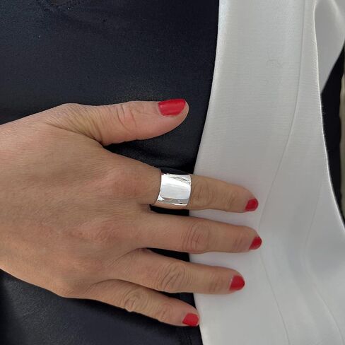 18K Gold Plated Sterling Silver Wide Chunky Statement Ring For Women | 16mm Bold Rich Thick Cigar Band Ring in Saudi Arabia