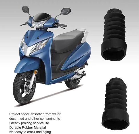 Akozon Fork Cover Gaiters, 2Pcs Motorcycle Front Shock Absorber Dust Cover Rubber Replacement for DIO 18/27/28/34/35(Black) in Saudi Arabia